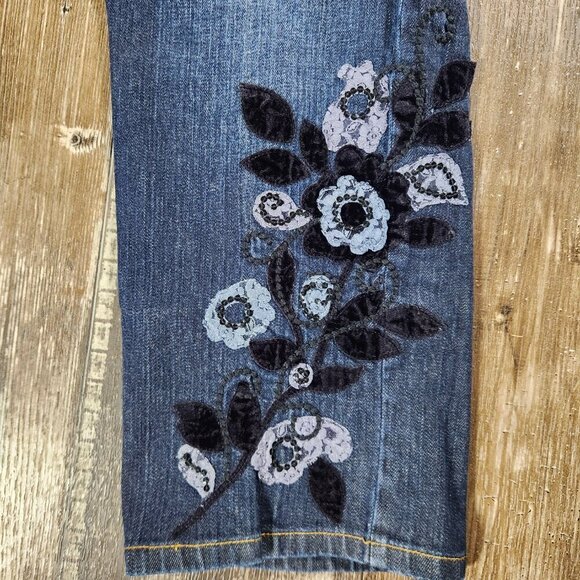 Talbots Petites Stretch Cropped Blue Jean Size 14 - Picture 4 of 10